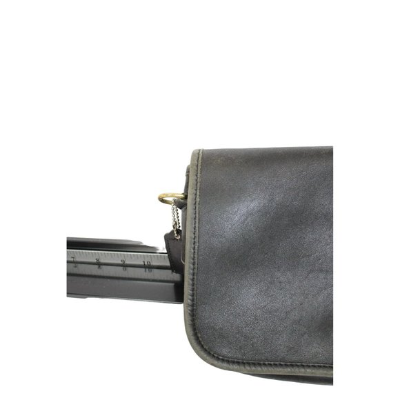 COACH Penny Pocket Black Genuine Leather Gold Classic Turn Lock Small Messenger - Picture 4 of 9